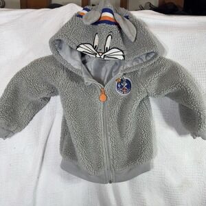Space‎ Jam Bugs Bunny Full Zip Hooded Jacket Sweatshirt Kids Youth Toddler 2T